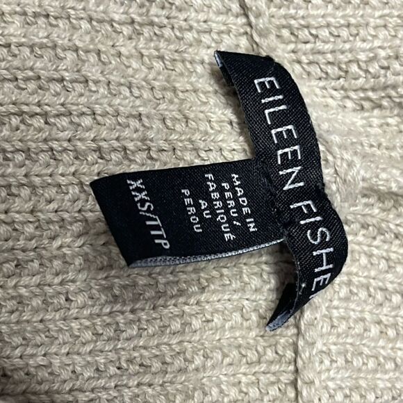 Eileen‎ Fisher beige tan open front cardigan with hood, size XXS - Picture 7 of 16